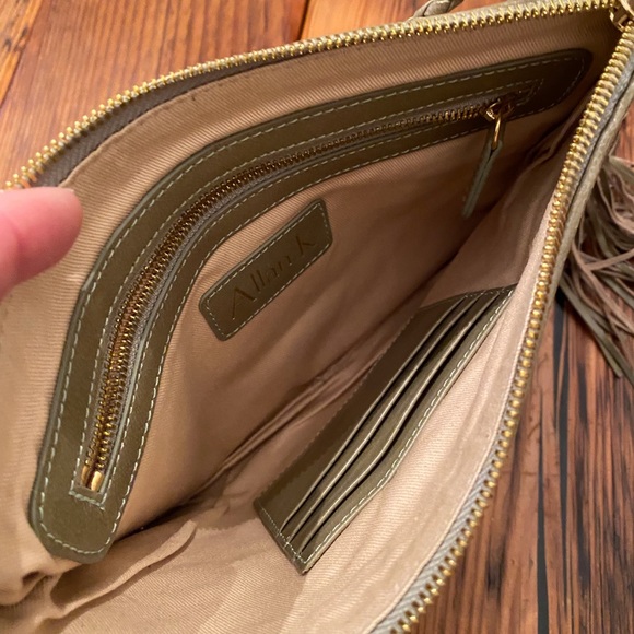 Allan K Leather Woven Metallic Bag WIth Tassel - Picture 8 of 11